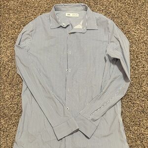 Zara kids Blue Striped Dress Shirt